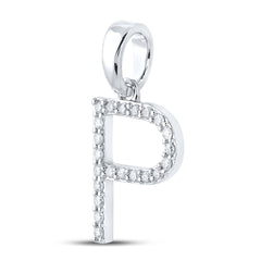 14K White Gold 1/6 CTW-Natural Diamond Ladies Initial "P" Pendant 1.18 Gram