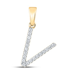 1/8CT-DIA CN LADIES INITIAL "V" PENDANT