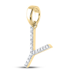 10K Yellow Gold 1/8 CTW-Natural Diamond Ladies Initial "Y" Pendant 0.9 Gram