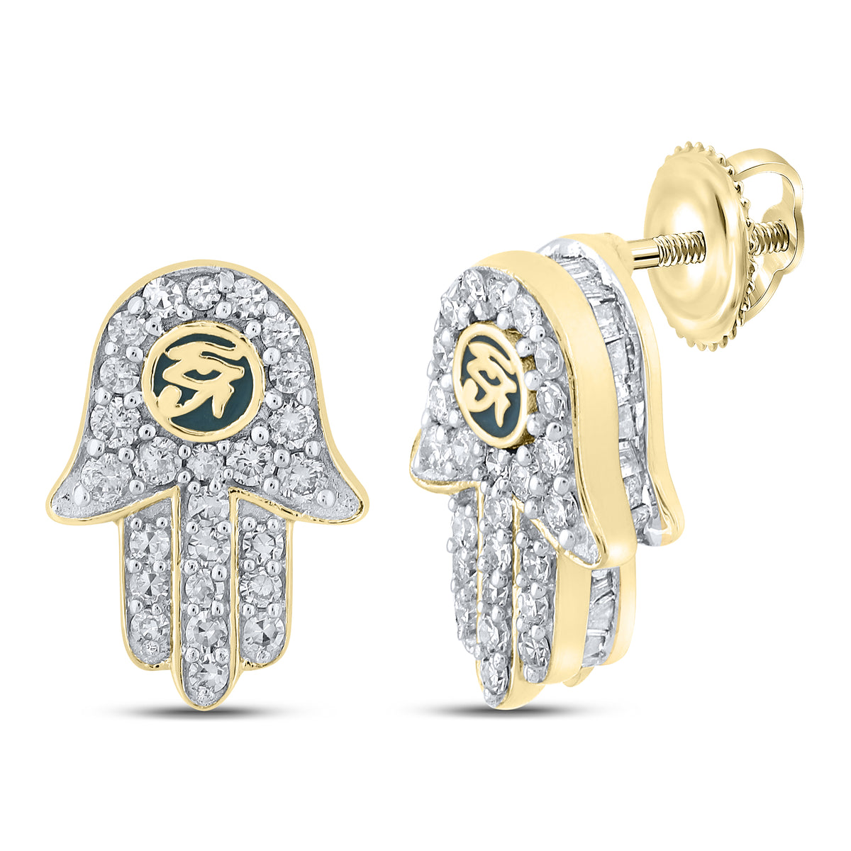 5/8CT-DIA NK HAMSA EARRING