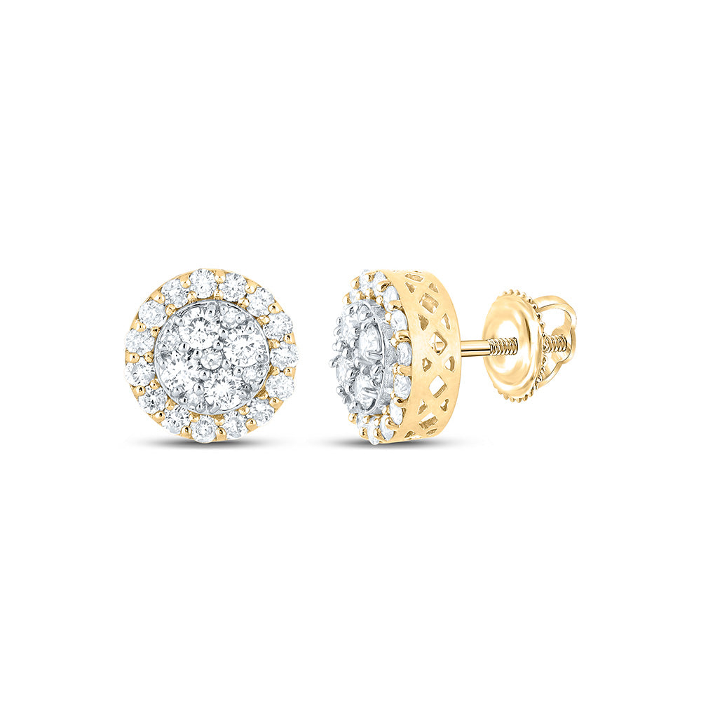 10K Yellow Gold 7/8 CTW-Natural Diamond Round Earring 1.69 Gram