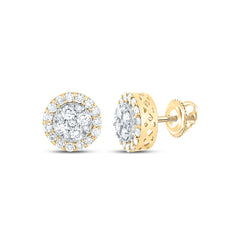 10K Yellow Gold 7/8 CTW-Natural Diamond Round Earring 1.69 Gram
