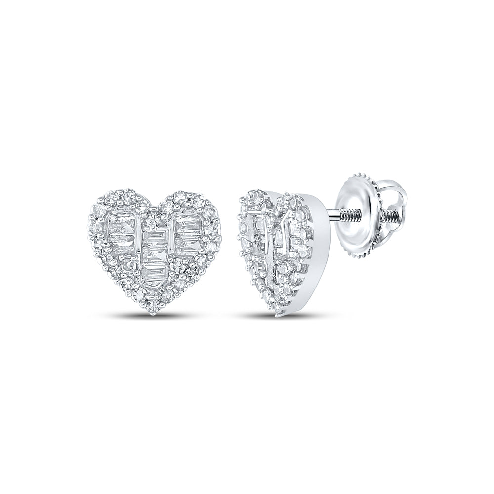 3/8CTW-DIA NK HEART UNISEX EARRING