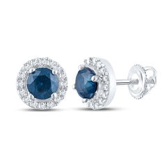 3/4CT-DIA CN BLUE DIAMOND ROUND EARRING