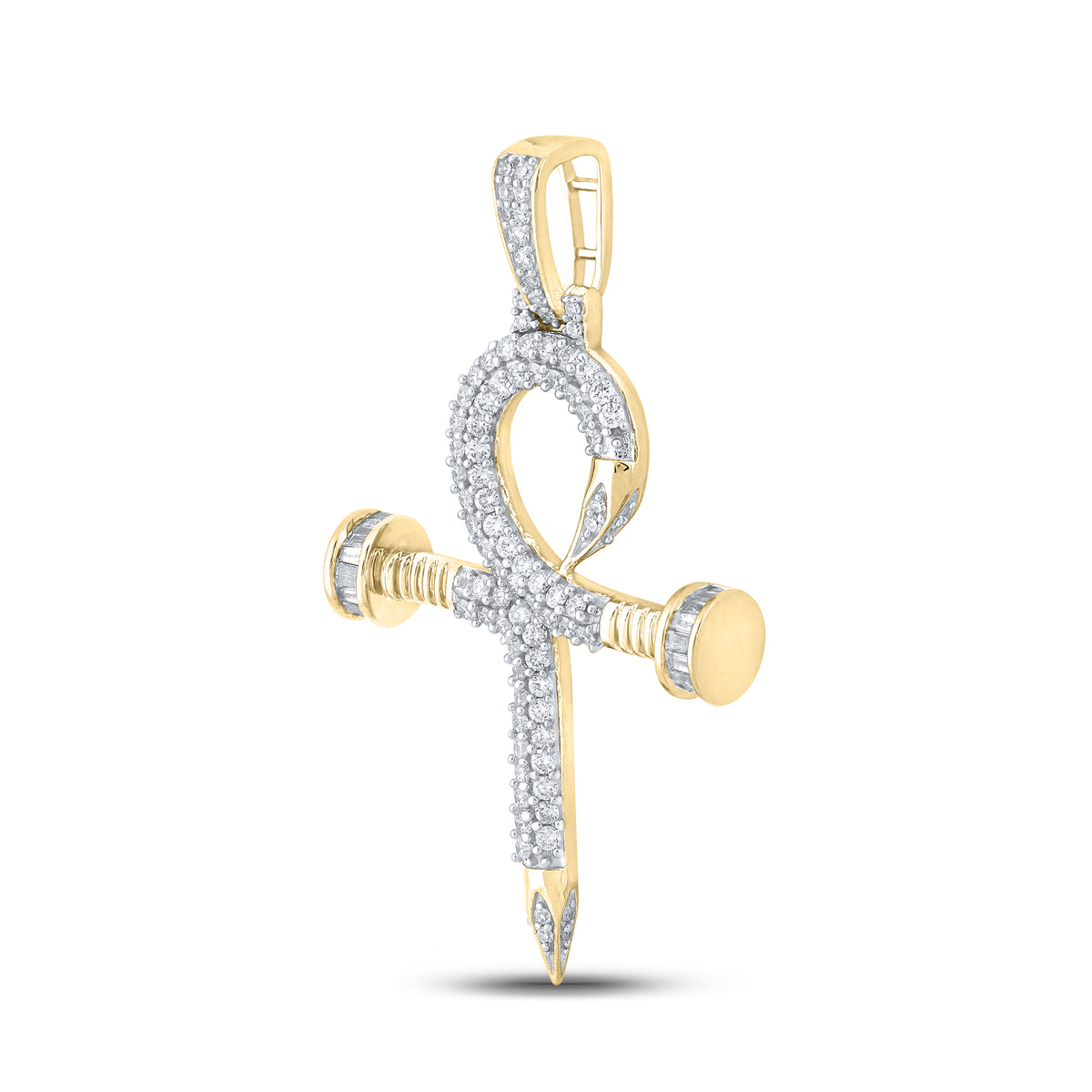1CT-DIA NK NAIL ANKH CROSS MENS CHARM