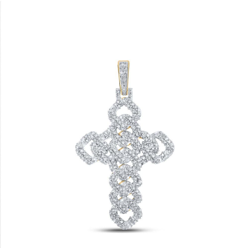 1 3/4CT-DIA NK CUBAIN CROSS MENS CHARM