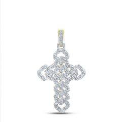 1 3/4CT-DIA NK CUBAIN CROSS MENS CHARM