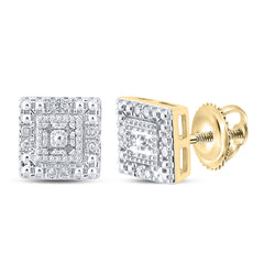 10K Yellow Gold 1/8 CTW-Natural Diamond Gift Square Earring 1.94 Gram