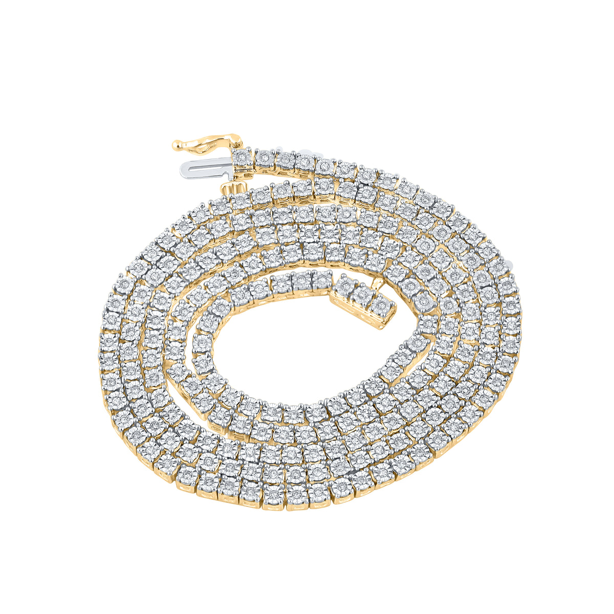 10K Yellow Gold 1 1/2 CTW-Natural Diamond 2.90MM Mens Diamond Fanuk Chain (24 Inch ) 27.63 Gram