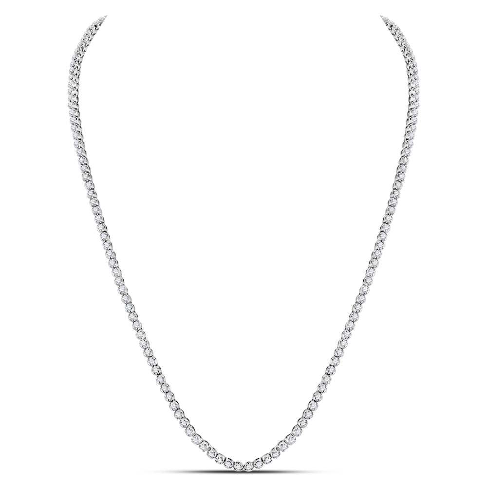 10K White Gold 10 CTW-Natural Diamond Mens Solitaire Chain (22 Inch ) 25.98 Gram