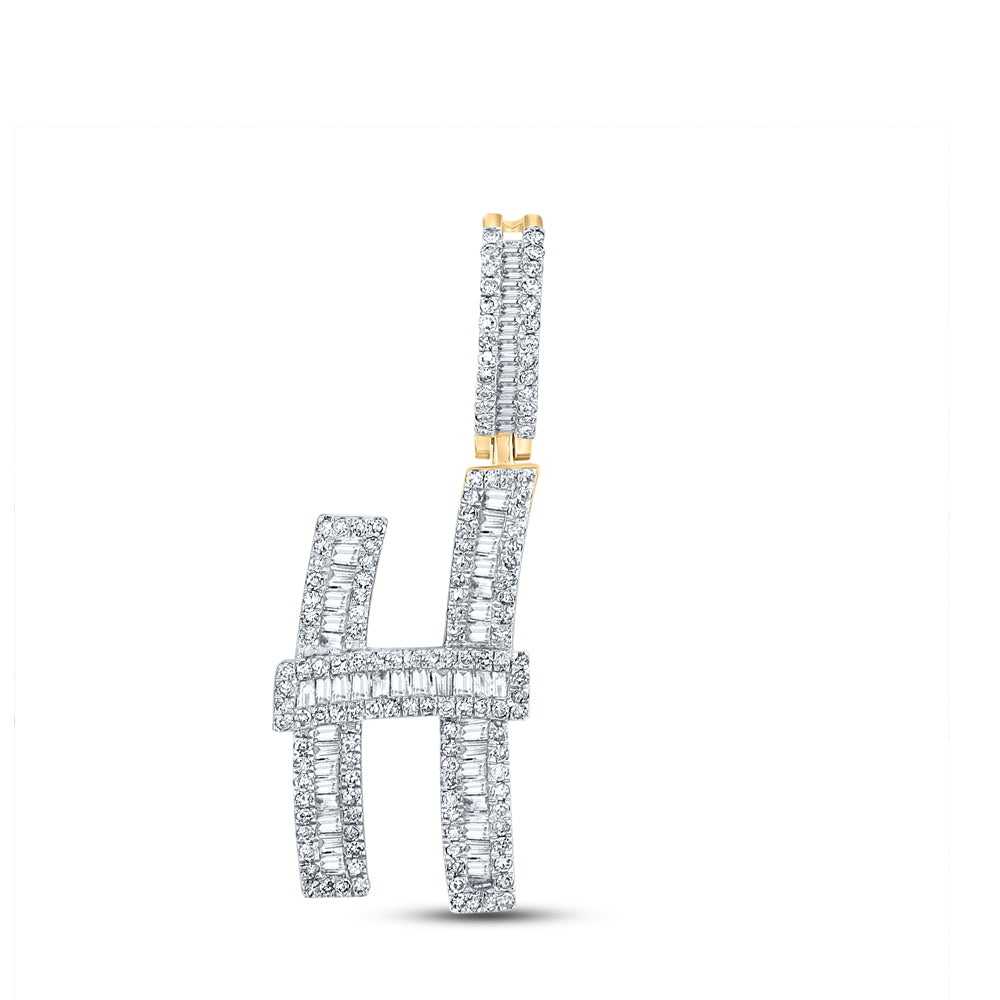 10K Yellow Gold 7/8 CTW-Natural Diamond Initial "H" Mens Charm 0.94 Gram