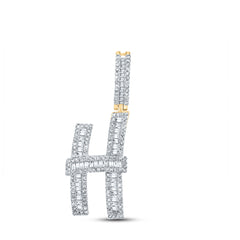 10K Yellow Gold 7/8 CTW-Natural Diamond Initial "H" Mens Charm 0.94 Gram