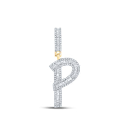 3/4CTW-DIA P1 INITIAL "P" MENS CHARM