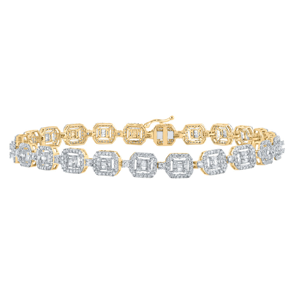 4CTW-DIA NK SQUARE BAGUETTE MENS BRACELET (8 INCH)