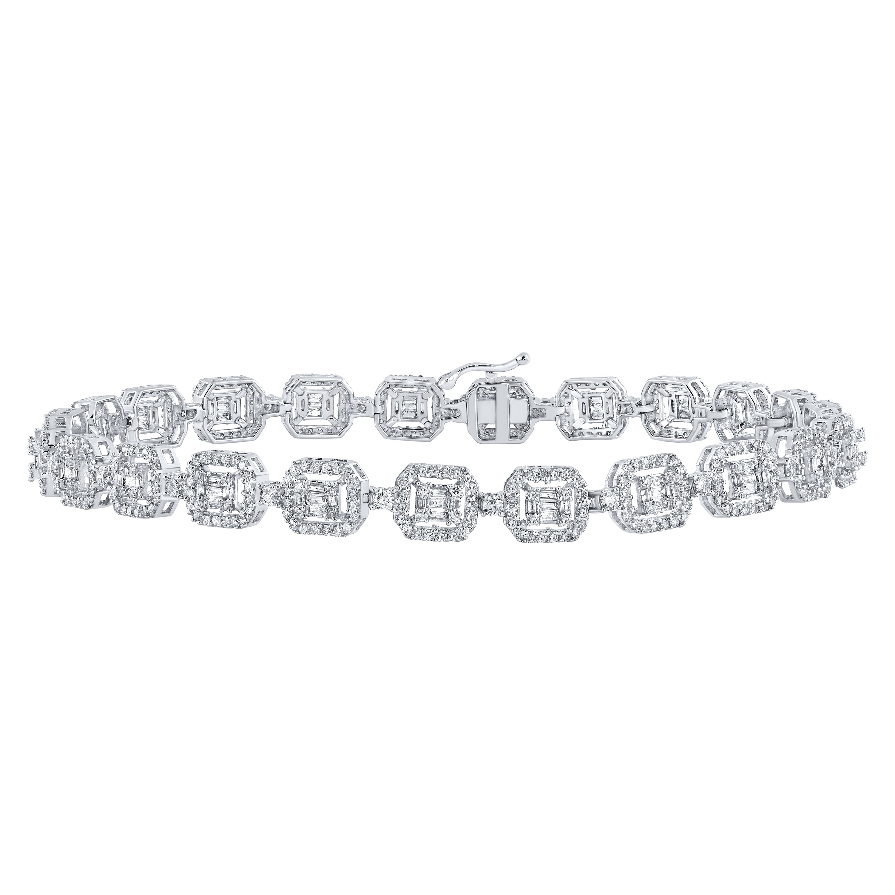 4CTW-DIA NK SQUARE BAGUETTE MENS BRACELET (8 INCH)