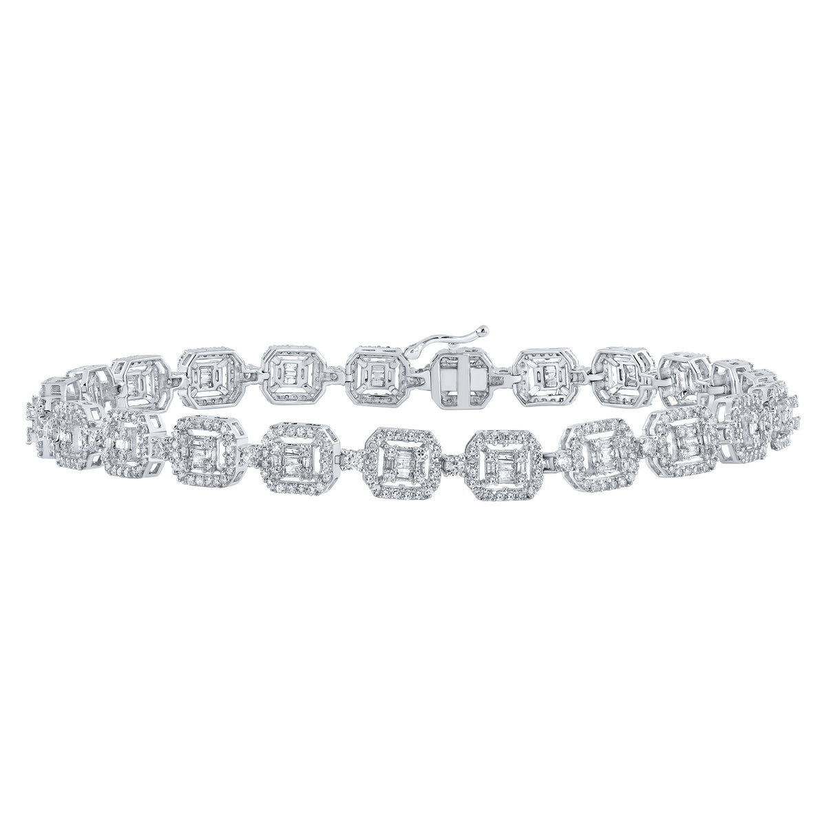 4CTW-DIA NK SQUARE BAGUETTE MENS BRACELET (8 INCH)