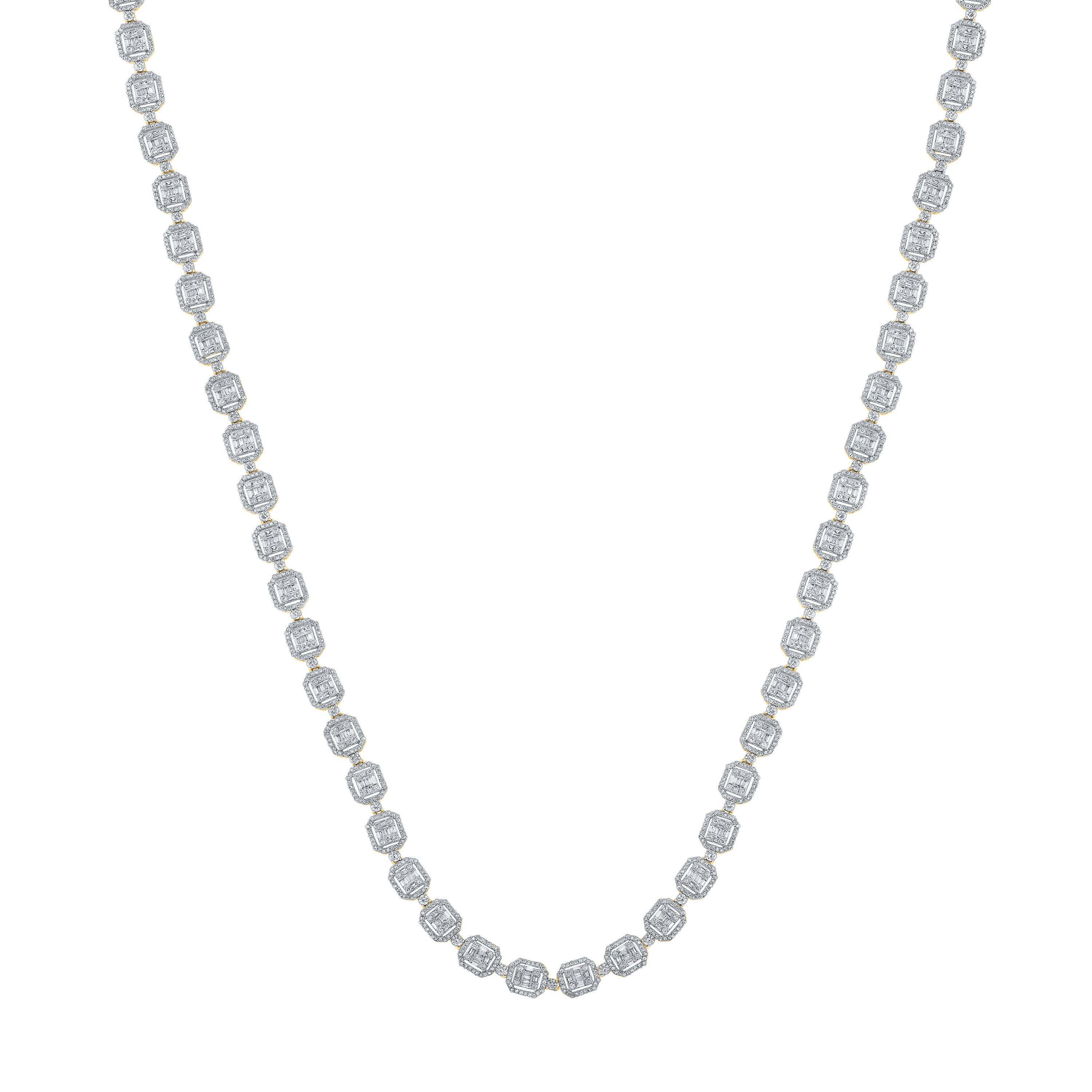 12 1/2CTW-DIA NK (8.40MM) SQUARE BAGUETTE MENS CHAIN -24 INCH