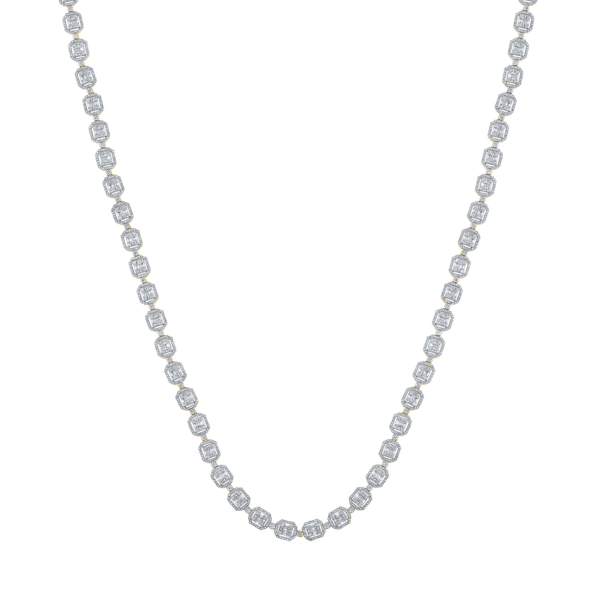 12 1/2CTW-DIA NK (8.40MM) SQUARE BAGUETTE MENS CHAIN -24 INCH