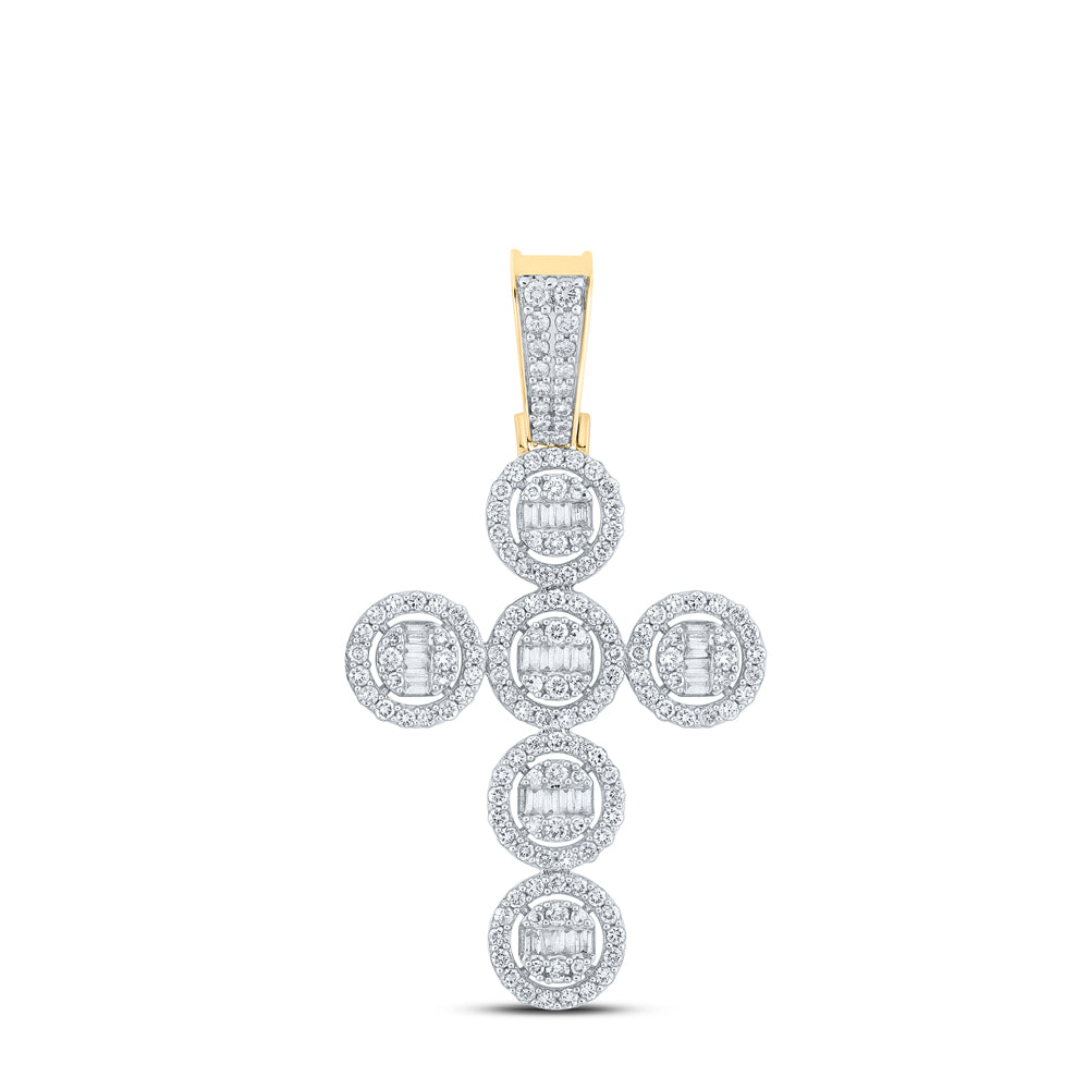 1 5/8CTW-DIA NK BAGUETTE CROSS MENS CHARM