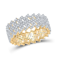 10K Yellow Gold 1 5/8 CTW-Natural Diamond Full Round Cuban Mens Band 6.77 Gram