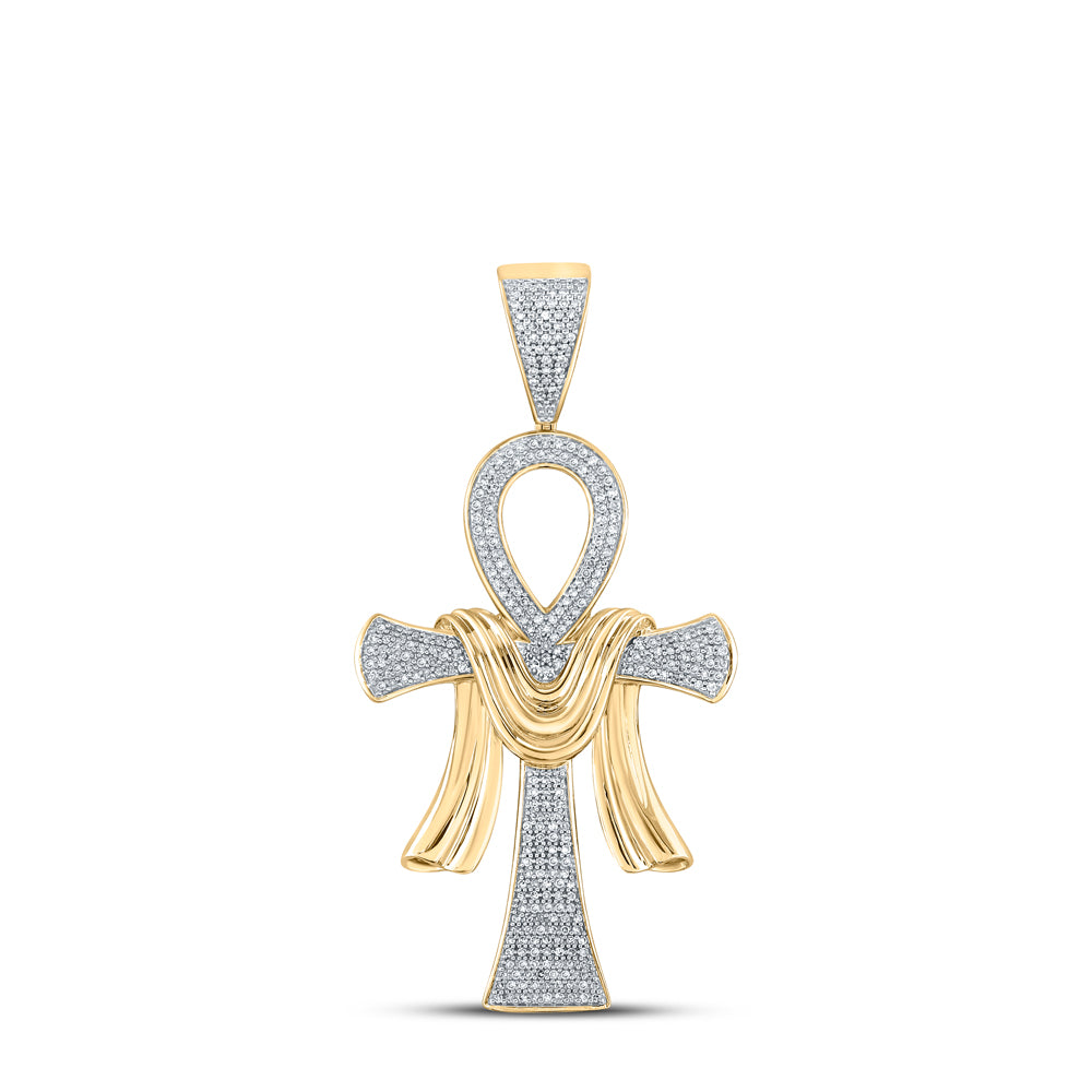 3/4CTW-DIA P1P2 CROSS MENS CHARM