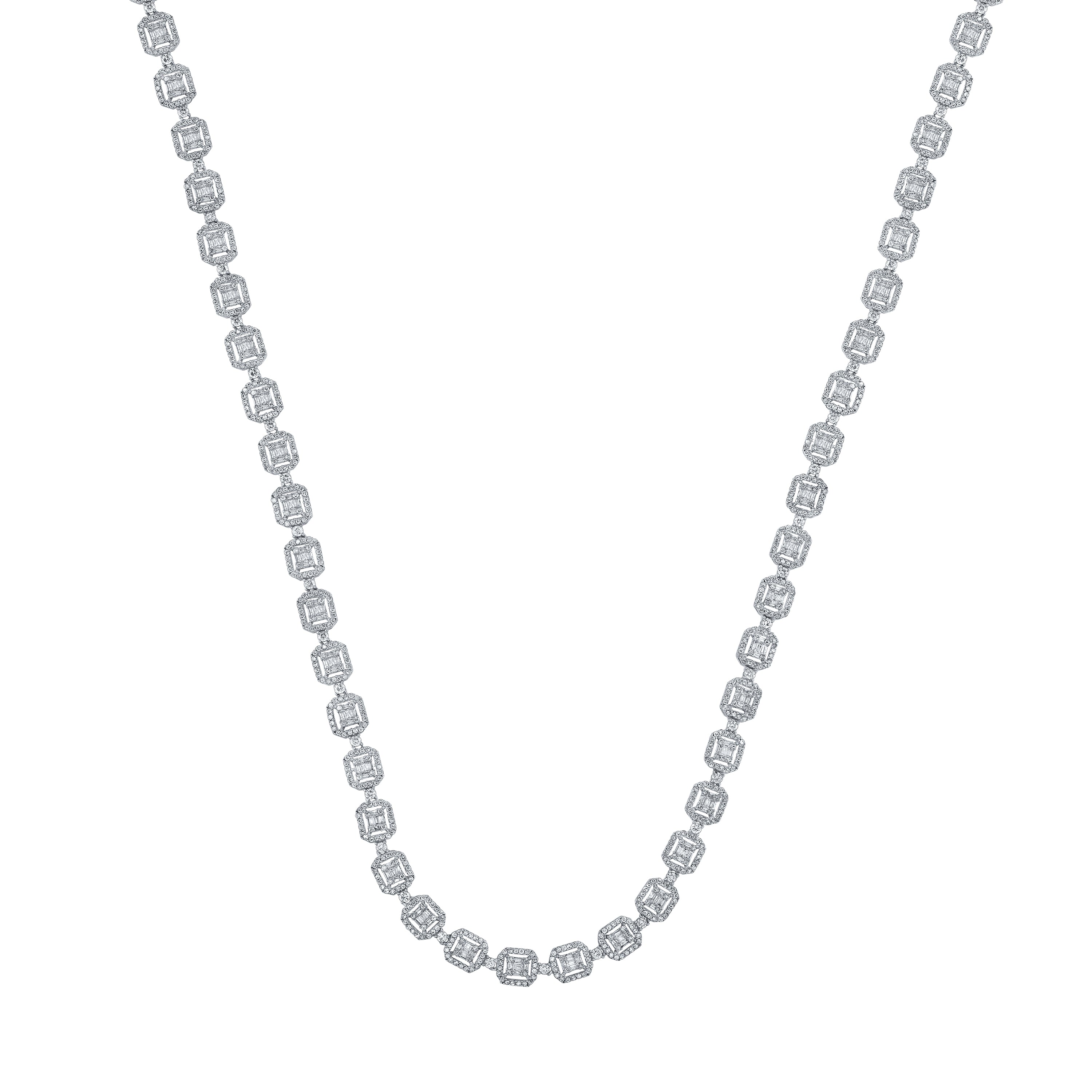 10 CTW-DIA NK (7.40MM) SQUARE BAGUETTE MENS CHAIN-24 INCH
