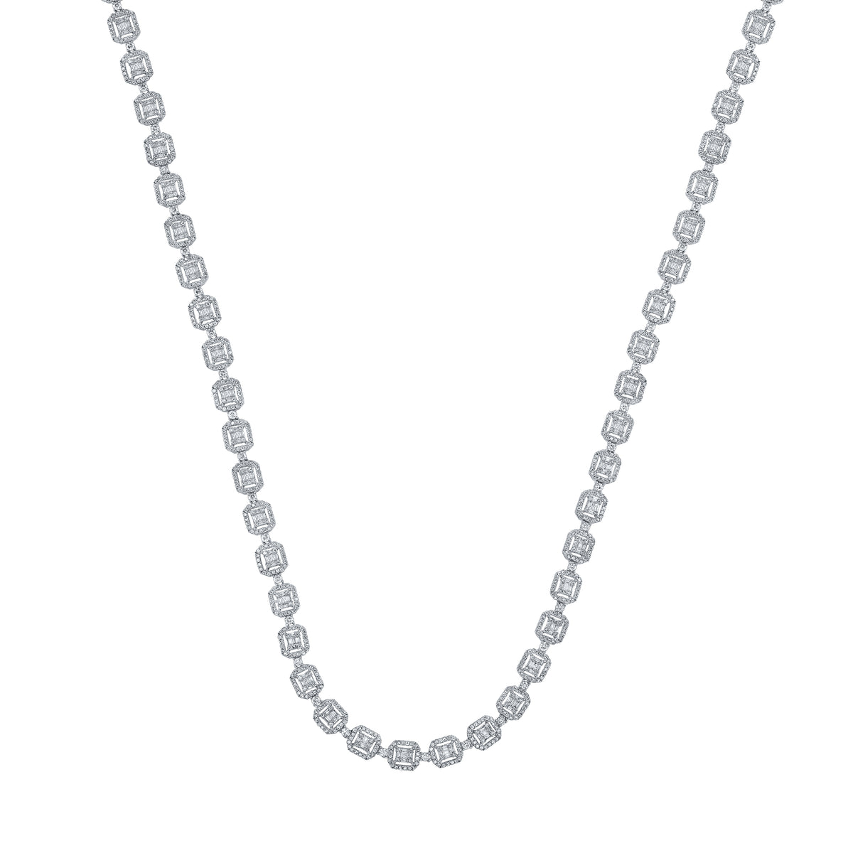 10 CTW-DIA NK (7.40MM) SQUARE BAGUETTE MENS CHAIN-24 INCH