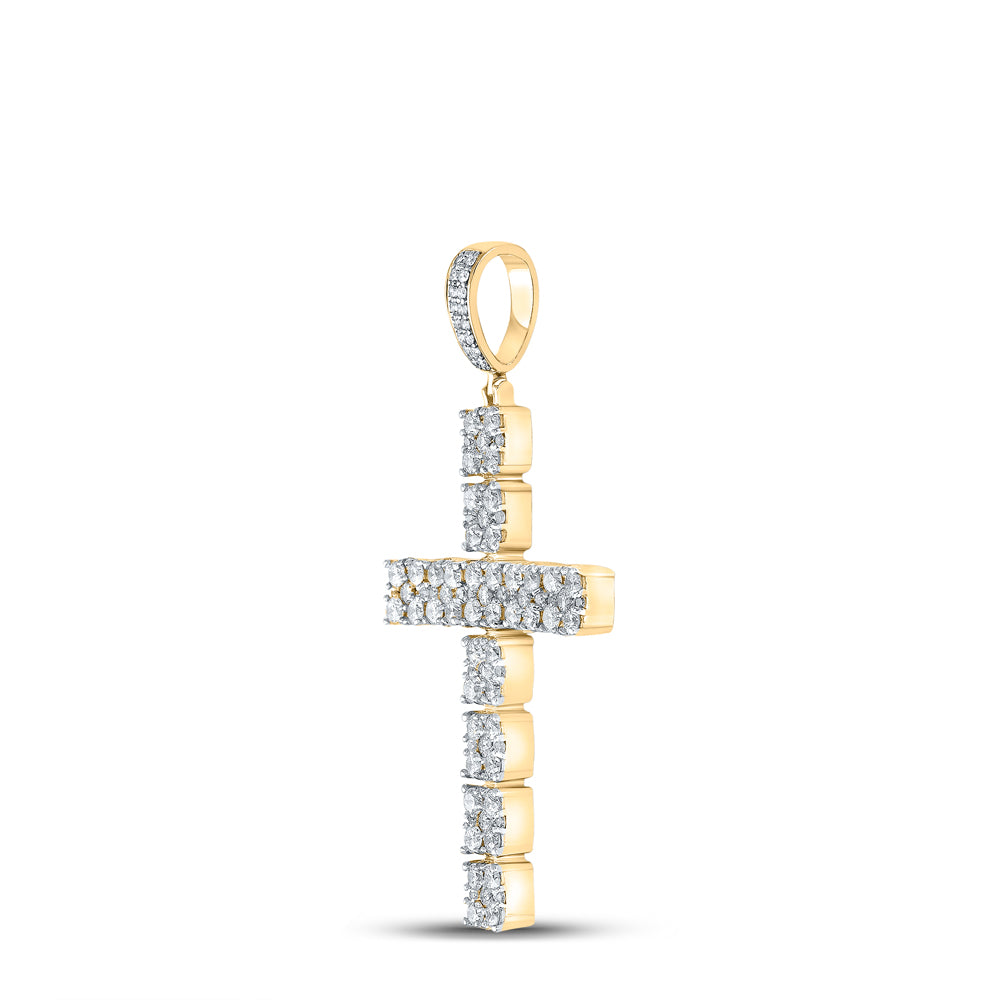 2 5/8CTW-DIA CN CROSS MENS CHARM