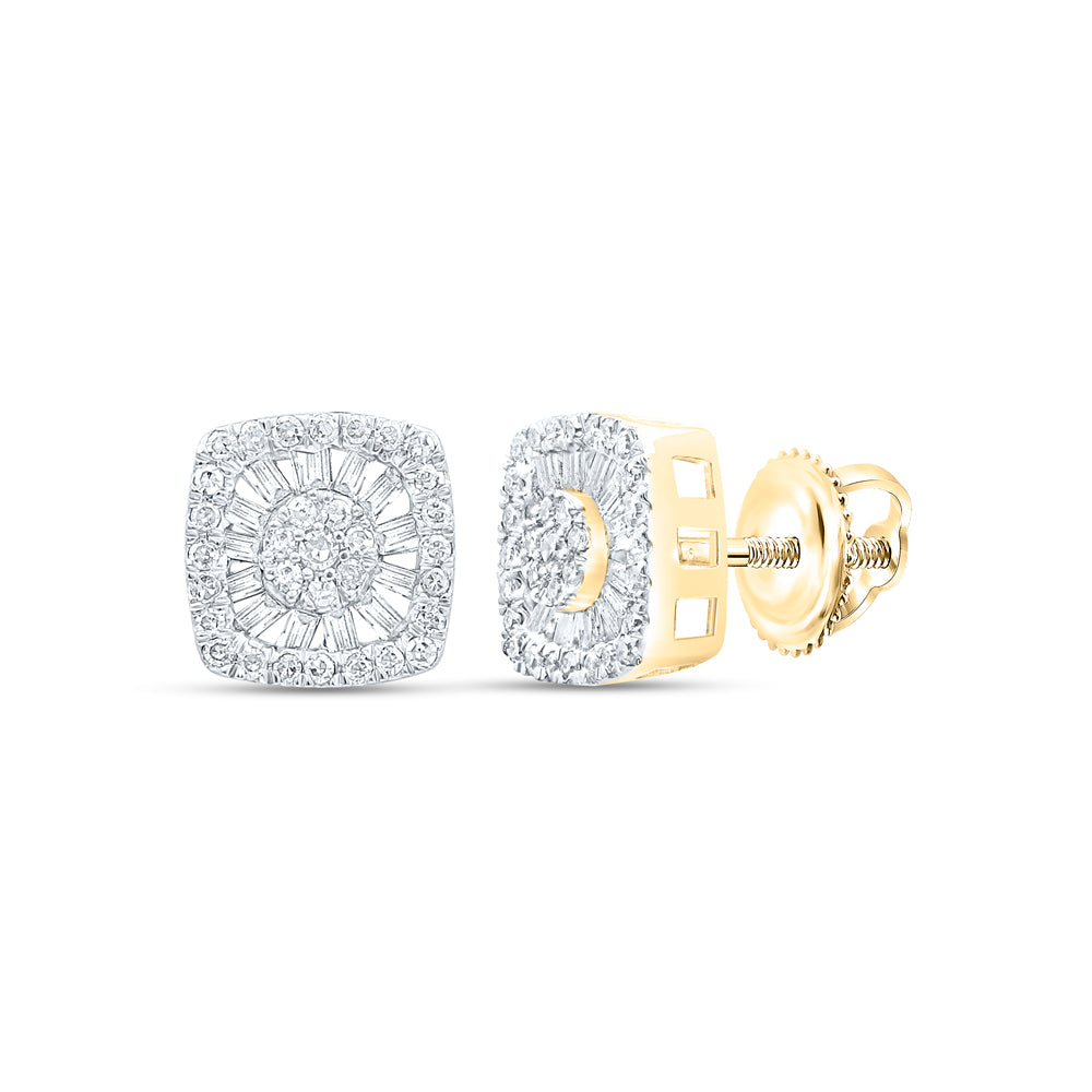 10K Yellow Gold 1 1/5 CTW-Natural Diamond Cushion Earring 4.64 Gram