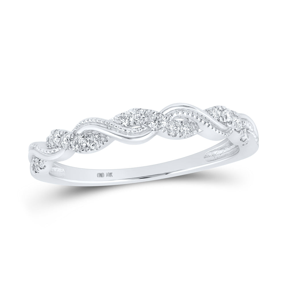 10K White Gold 1/5 CTW-Natural Diamond Stackable Ring 1.56 Gram