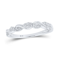10K White Gold 1/5 CTW-Natural Diamond Stackable Ring 1.56 Gram