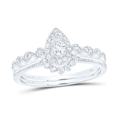 3/8CTW-DIA ANA M 1/5CT-CPEAR BRIDAL SET