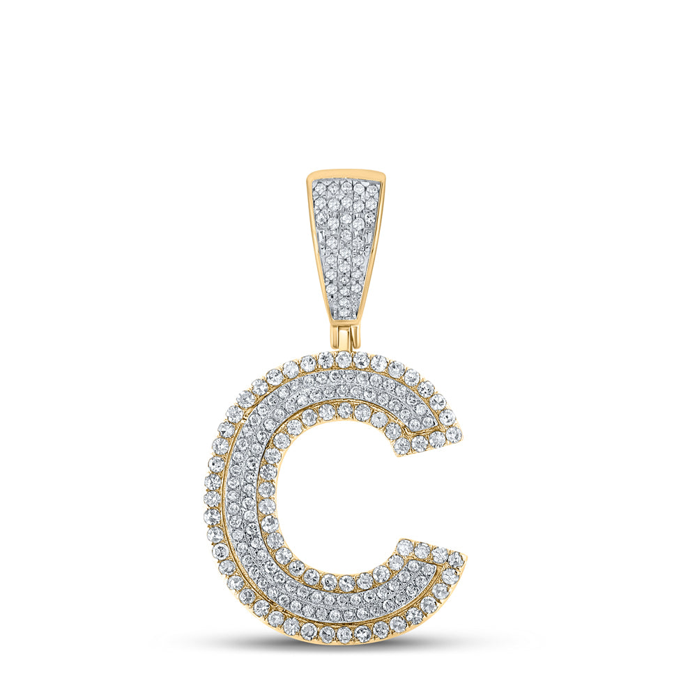 3/4CTW-DIA CN INITIAL "C" MENS CHARM