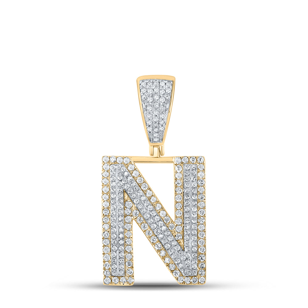 7/8CTW-DIA CN INITIAL "N" MENS CHARM