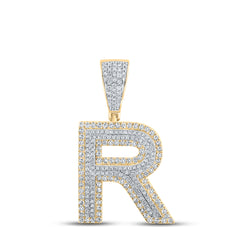 1CTW-DIA CN INITIAL "R" MENS CHARM