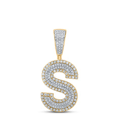 10K Two-Tone Gold 3/4 CTW-Natural Diamond Initial "S" Mens Charm 3.34 Gram