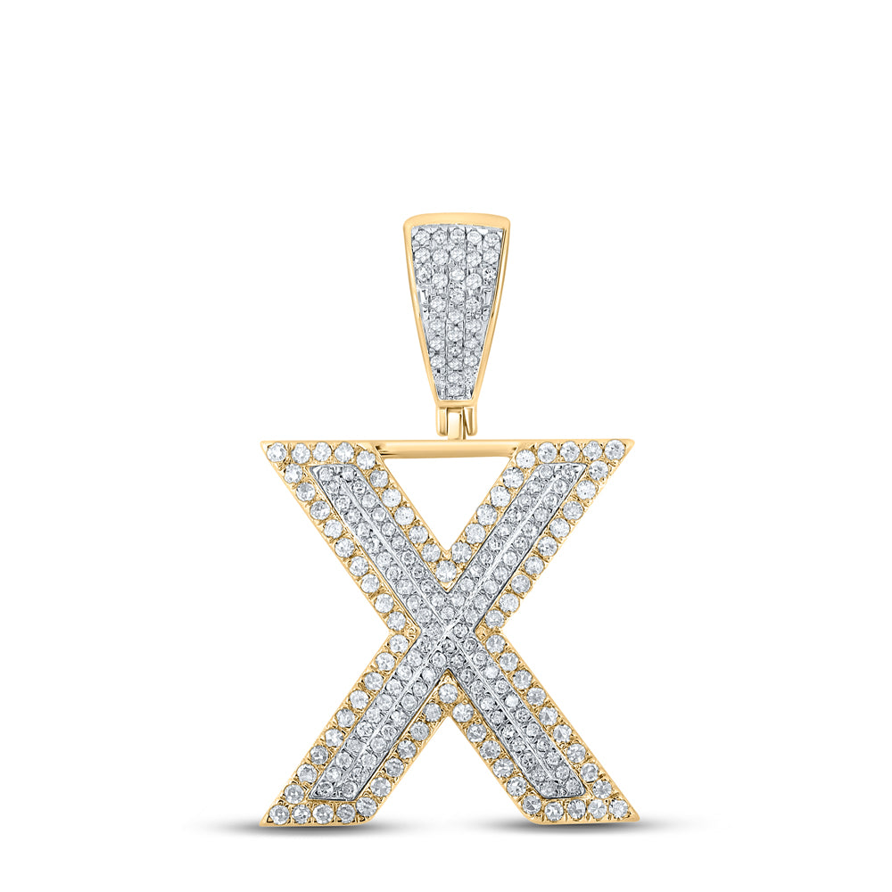 3/4CTW-DIA CN INITIAL "X" MENS CHARM