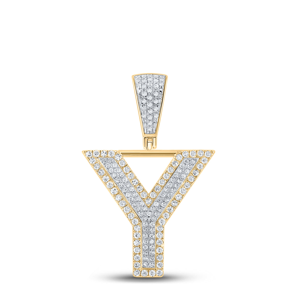 10K Two-Tone Gold 5/8 CTW-Natural Diamond Initial "Y" Mens Charm 3.69 Gram