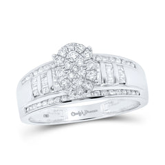 10K White Gold 1/2 CTW-Natural Diamond Cindy Oval Ring 3 Gram