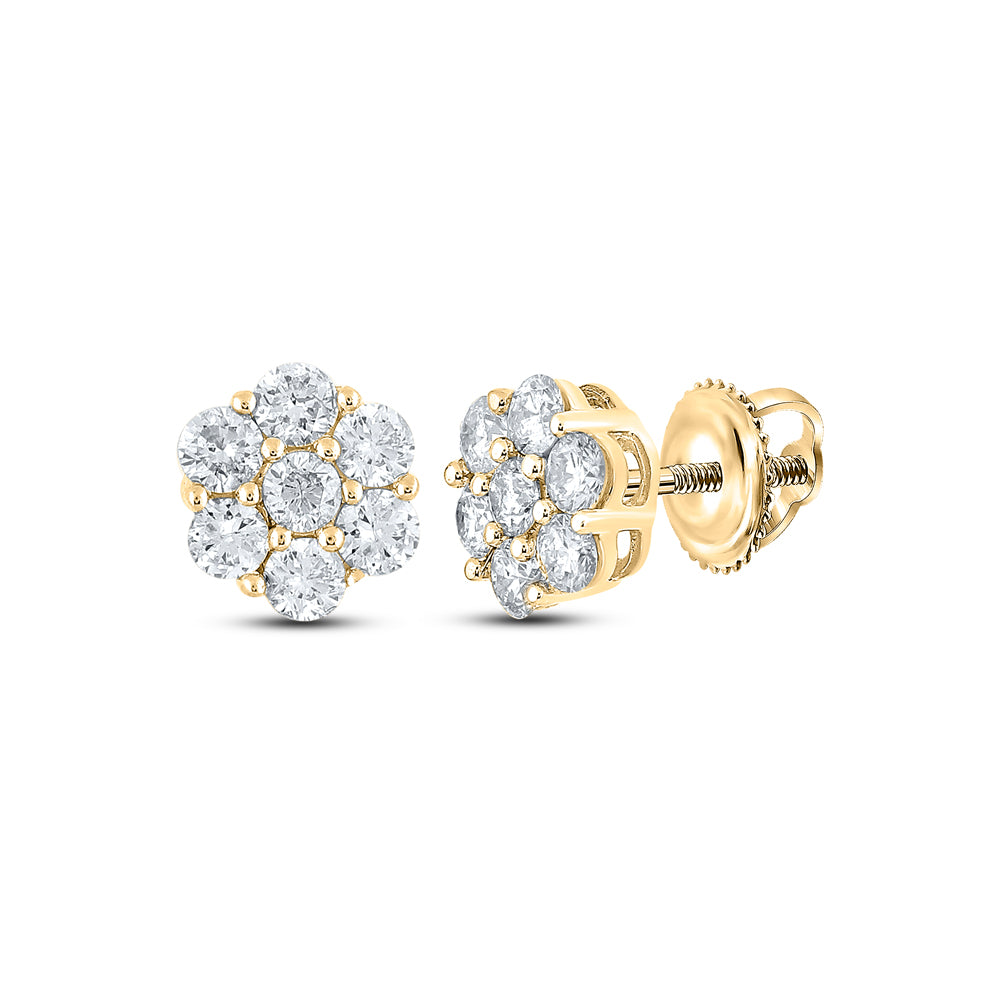1CTW-DIA NK 7 STONE FLOWER  EARRING