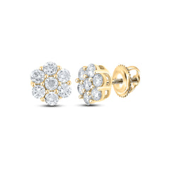 1CTW-DIA NK 7 STONE FLOWER  EARRING