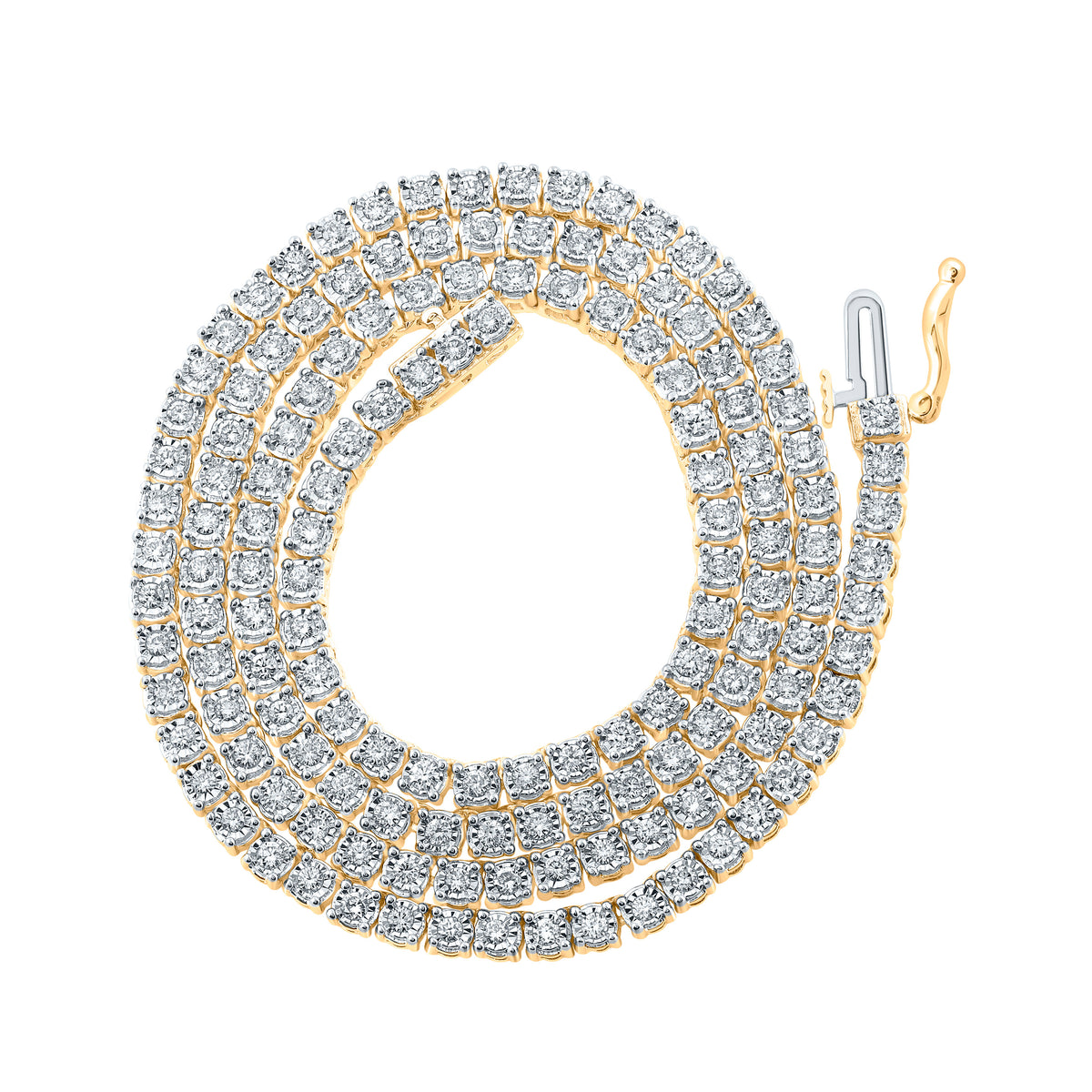 10K Yellow Gold 2 3/4 CTW-Natural Diamond Fanuk Mens Chain (18 Inch ) 22.62 Gram
