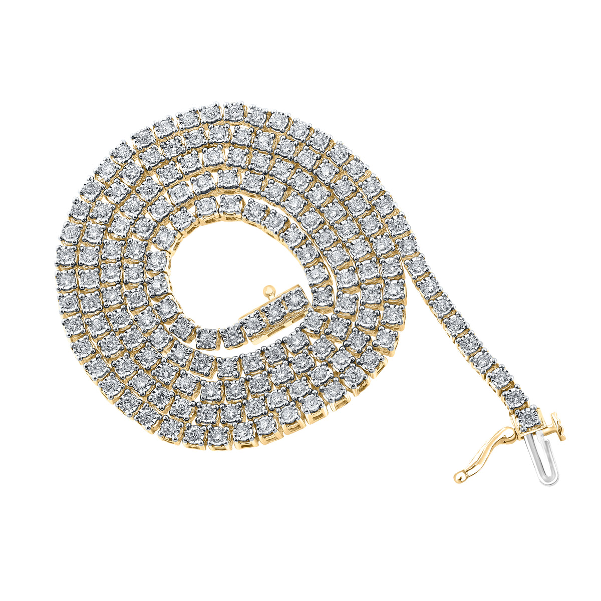 10K Yellow Gold 3 CTW-Natural Diamond (3MM) Mens Fanuk Chain (20 Inch ) 24.35 Gram