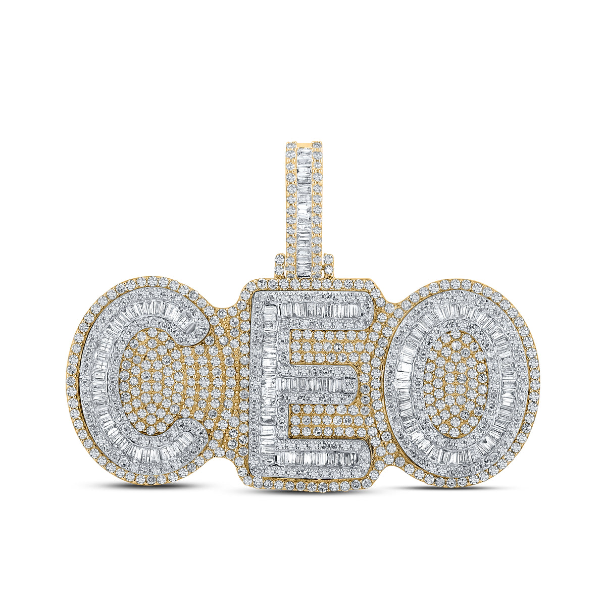 10K Two-Tone Gold 5 CTW-Natural Diamond Ceo Mens Charm 26.94 Gram