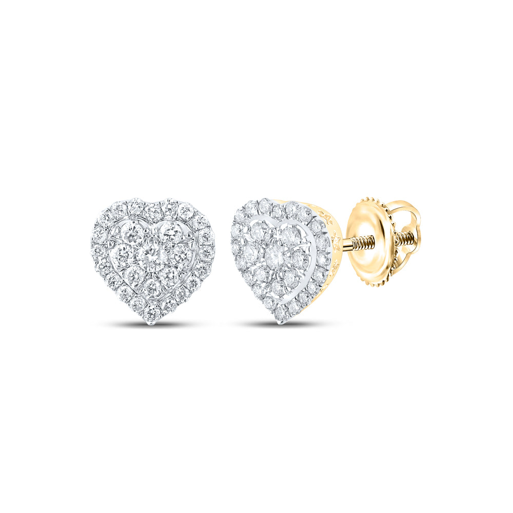 14K Yellow Gold 1/4 CTW-Natural Diamond Heart Earring 1.14 Gram