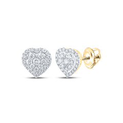 14K Yellow Gold 1/4 CTW-Natural Diamond Heart Earring 1.14 Gram