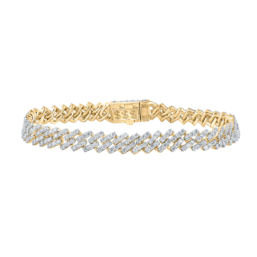 10K Yellow Gold 7 5/8 CTW-Natural Diamond (8.40MM) Mens Straight Cuban Bracelet (8.50 Inch ) 25.32 Gram