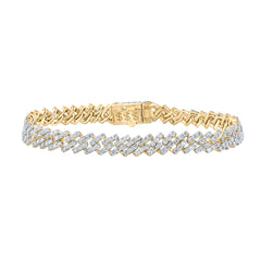 10K Yellow Gold 7 5/8 CTW-Natural Diamond (8.40MM) Mens Straight Cuban Bracelet (8.50 Inch ) 25.32 Gram