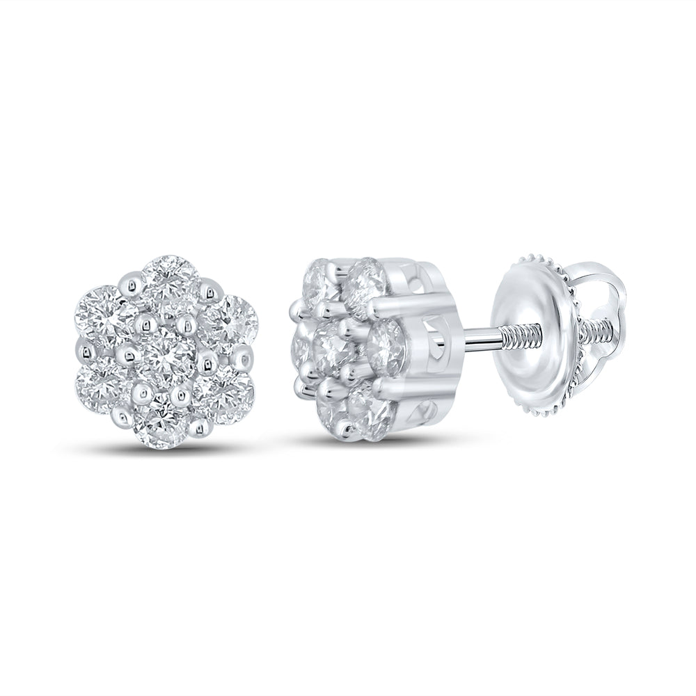 1/4CTW-DIA NK 7 STONE FLOWER EARRING