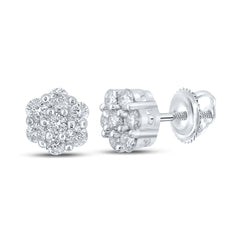 1/4CTW-DIA NK 7 STONE FLOWER EARRING